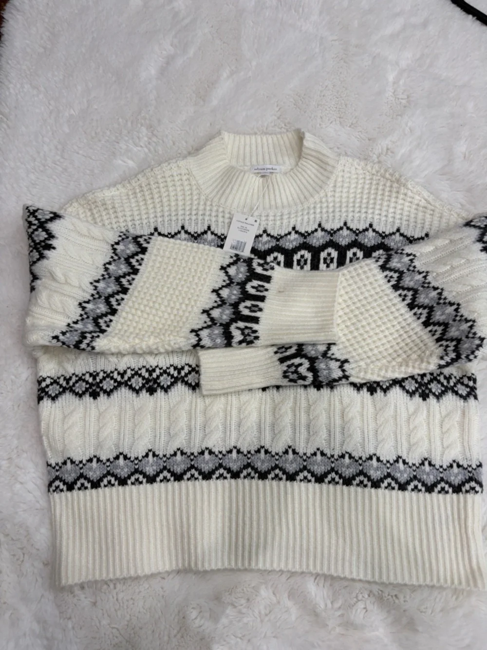 Adyson Parker,Size XL,Women’s Cream Nordic Cable Knit Sweater - Picture 13 of 14